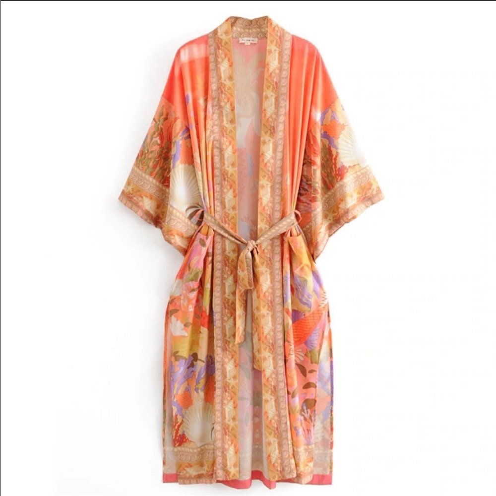 Boho Mermaid Kimono Duster, Under The Sea Maxi Beach Kimono - Picture 12 of 13
